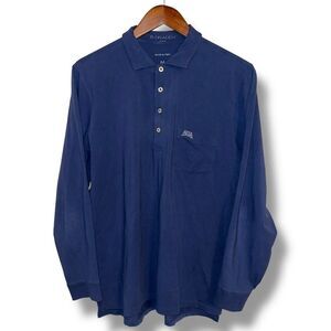 B. Draddy Navy Long Sleeve Cotton Golf Polo Shirt Size M